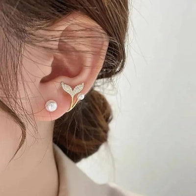 Fishtail Pearl Stud Earrings
