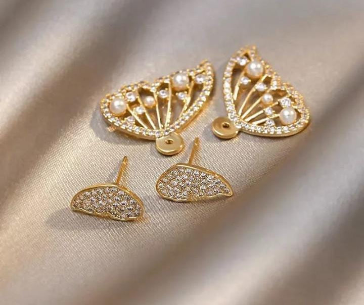 Zircon Pearl Butterfly Earrings