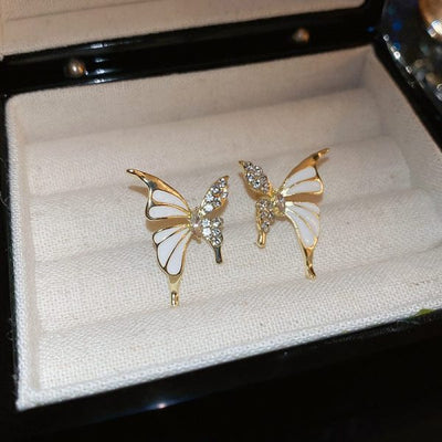 Dual Tone Butterfly Zircon Earrings