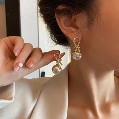Grey Pearl Clip-On Earrings